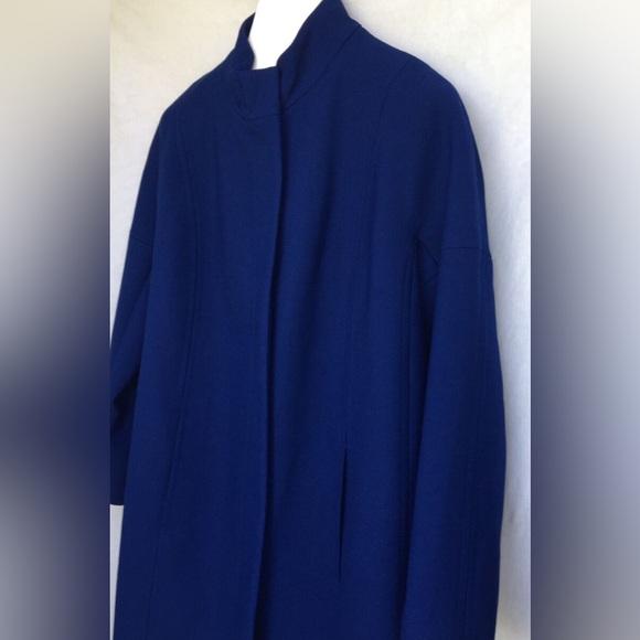 Twin Hill Cobalt Blue Long Wool 2-Way Zip Topper Coat Size 10R - Picture 7 of 15